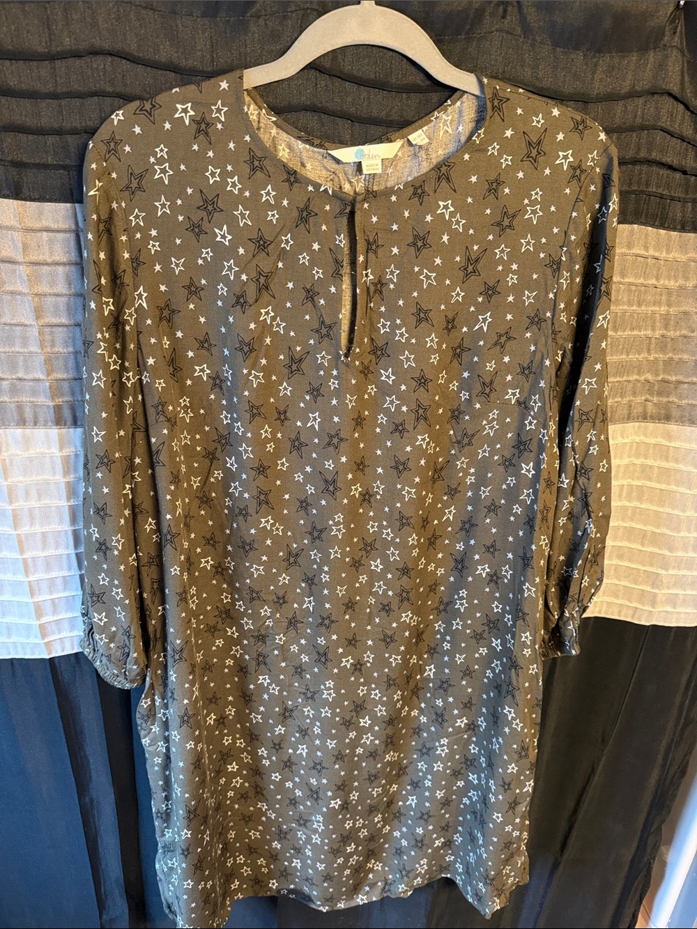 Boden Olive Star-Print Long-Sleeve Dress